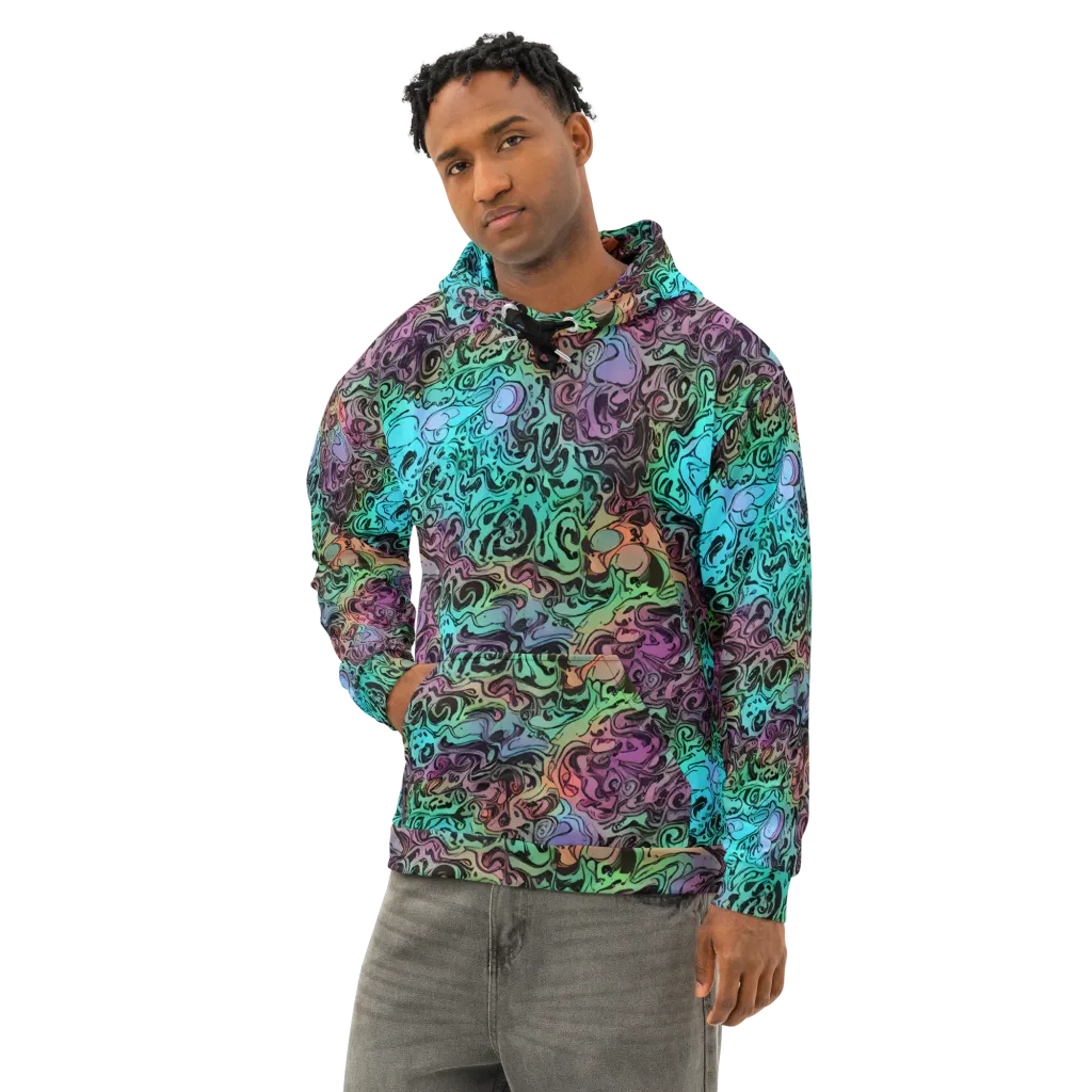 Aqua Maelstrom on Cotton Hoodie — Left Front