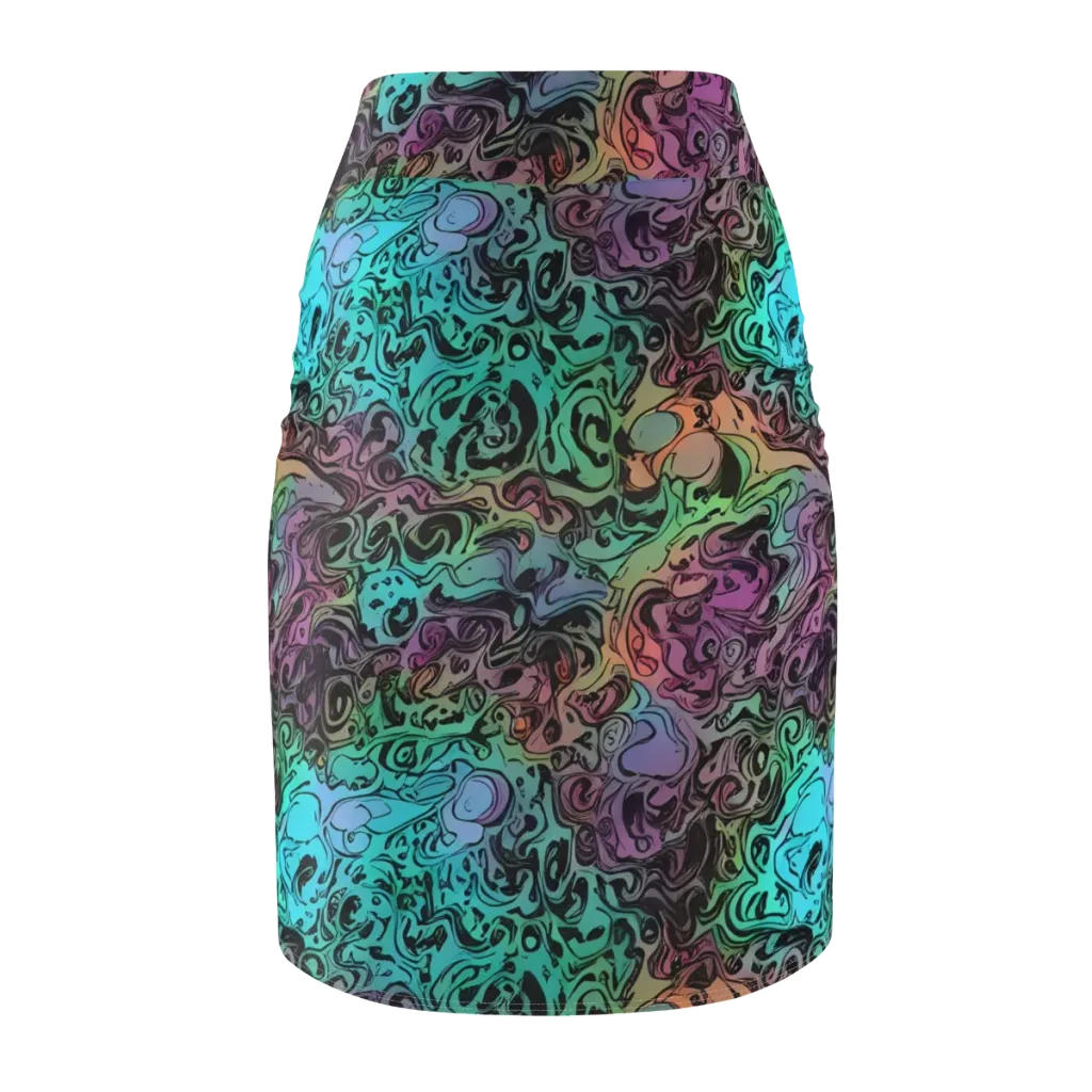 Aqua Maelstrom on Pencil Skirt — Back