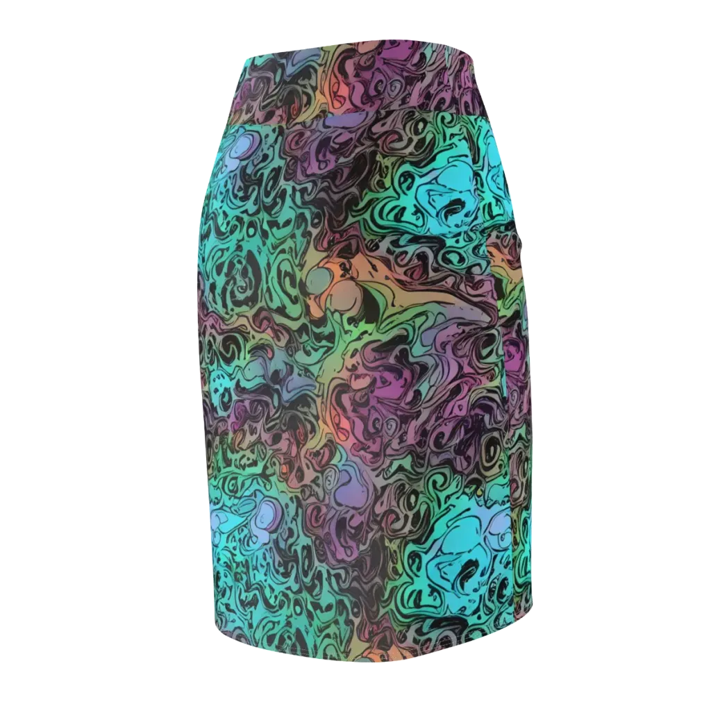 Aqua Maelstrom on Pencil Skirt — Back Side