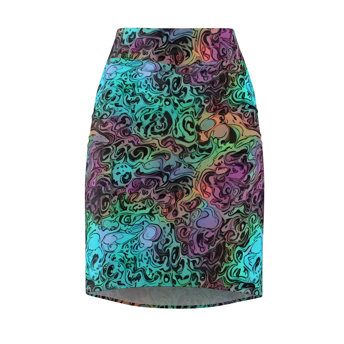 Aqua Maelstrom on Pencil Skirt — Front