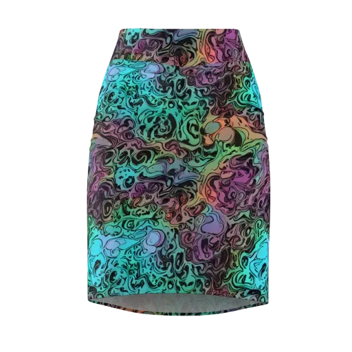 Aqua Maelstrom on a Pencil Skirt