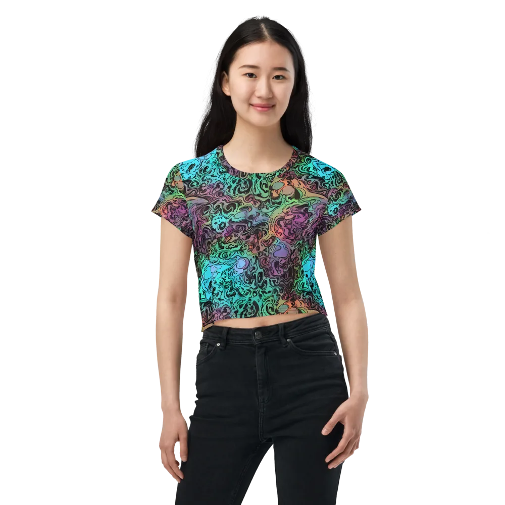 Aqua Maelstrom on Crop Tee — Front
