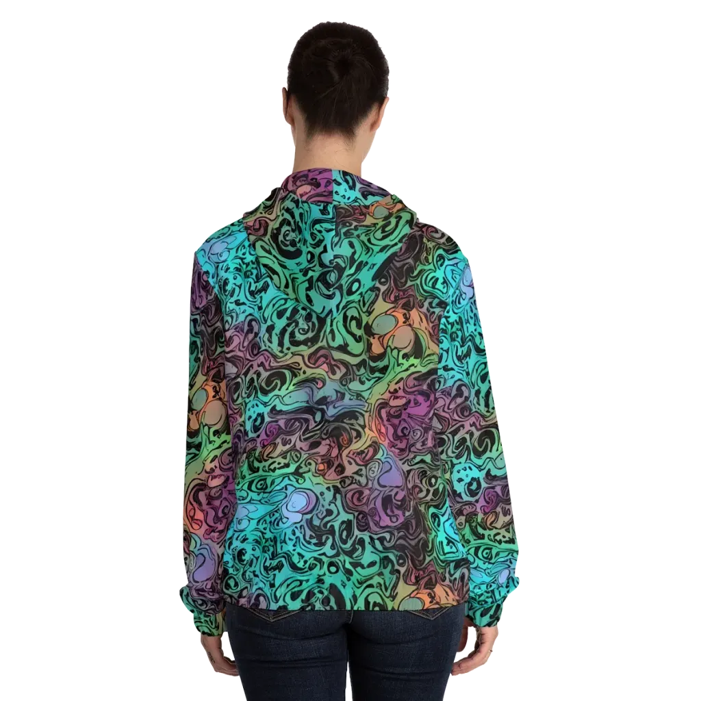 Aqua Maelstrom on Women's Full-Zip Hoodie — Back On Person