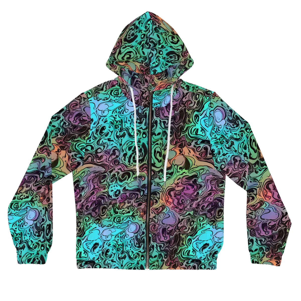Aqua Maelstrom on Women's Full-Zip Hoodie — Front