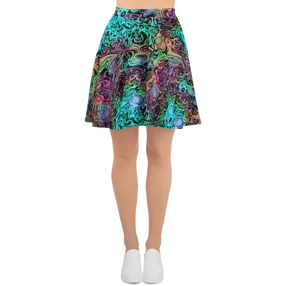 Aqua Maelstrom on Skater Skirt — Front