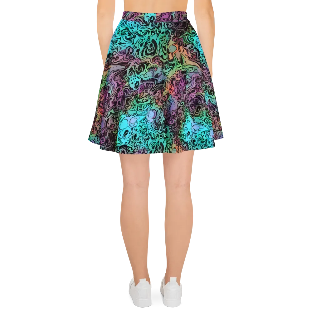 Aqua Maelstrom on Skater Skirt — Back