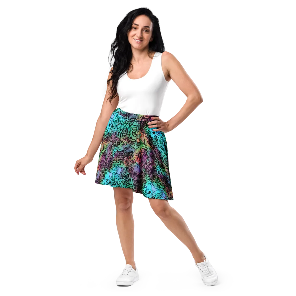 Aqua Maelstrom on Skater Skirt — Front
