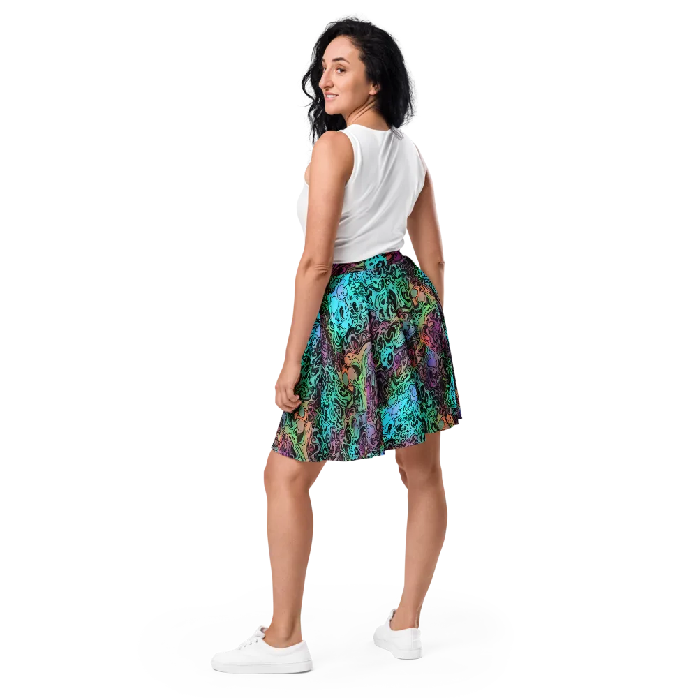 Aqua Maelstrom on Skater Skirt — Back