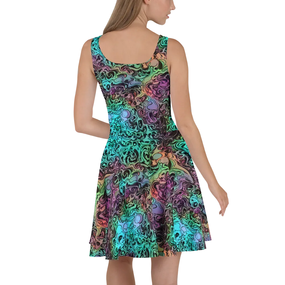 Aqua Maelstrom on Skater Dress — Back
