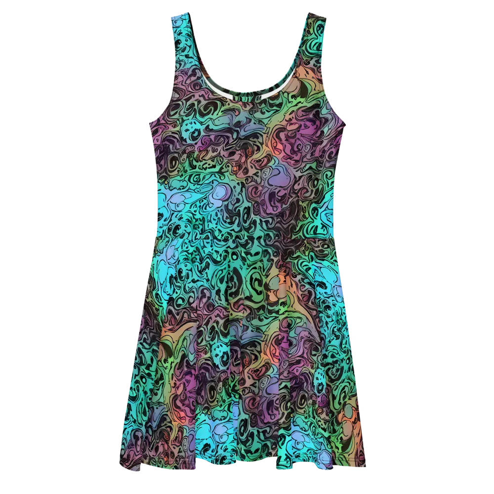 Aqua Maelstrom on Skater Dress — Front