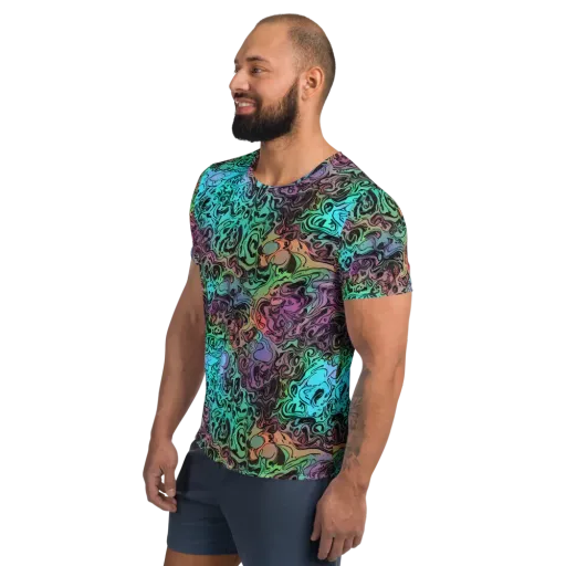 Aqua Maelstrom on a Men's Athletic T-Shirt