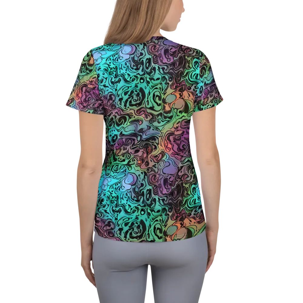 Aqua Maelstrom on Women's Athletic T-Shirt — Back