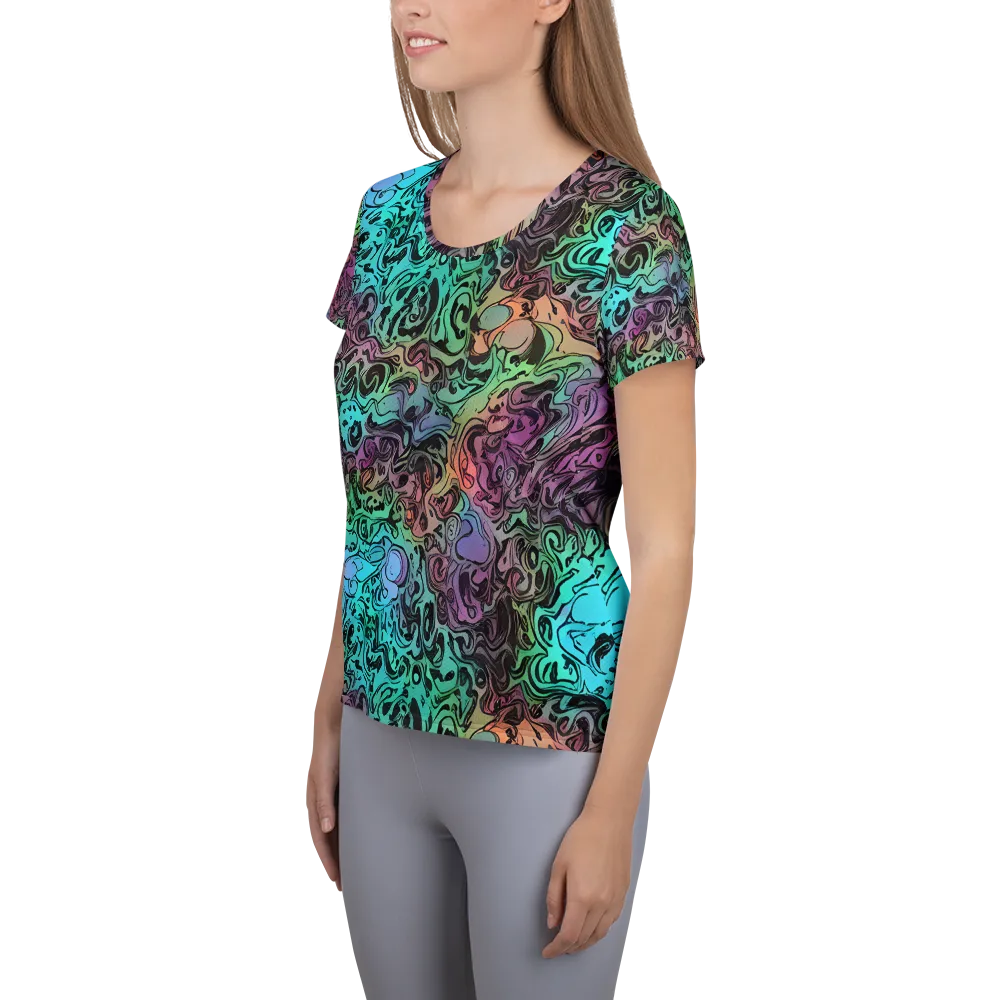 Aqua Maelstrom on Women's Athletic T-Shirt — Left