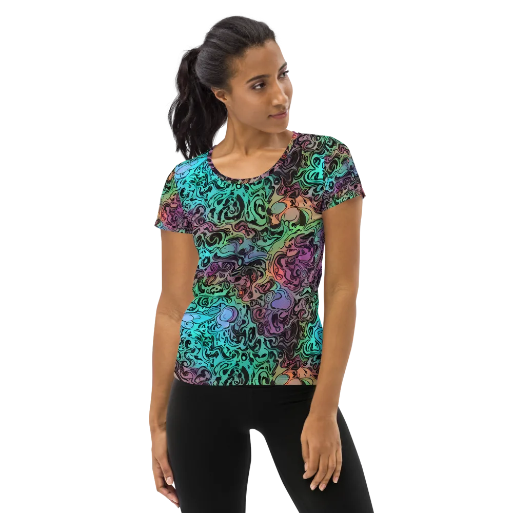 Aqua Maelstrom on Women's Athletic T-Shirt — Front