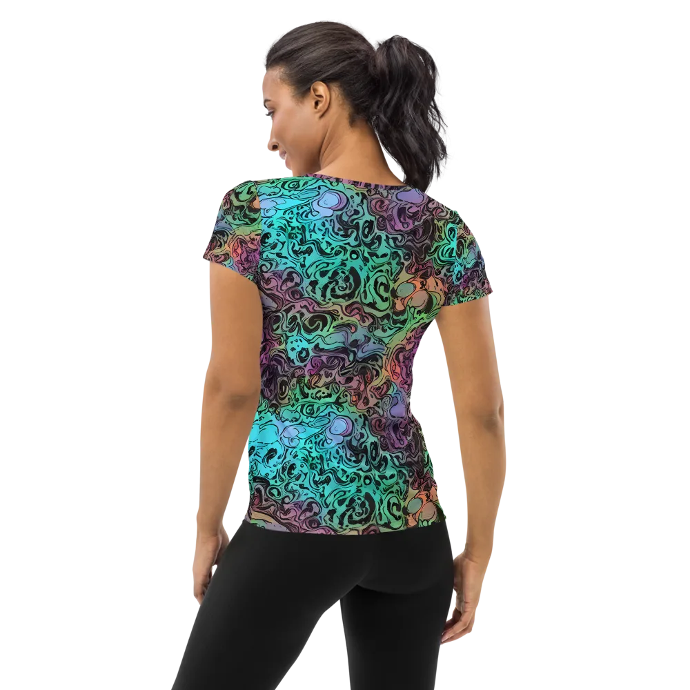Aqua Maelstrom on Women's Athletic T-Shirt — Back