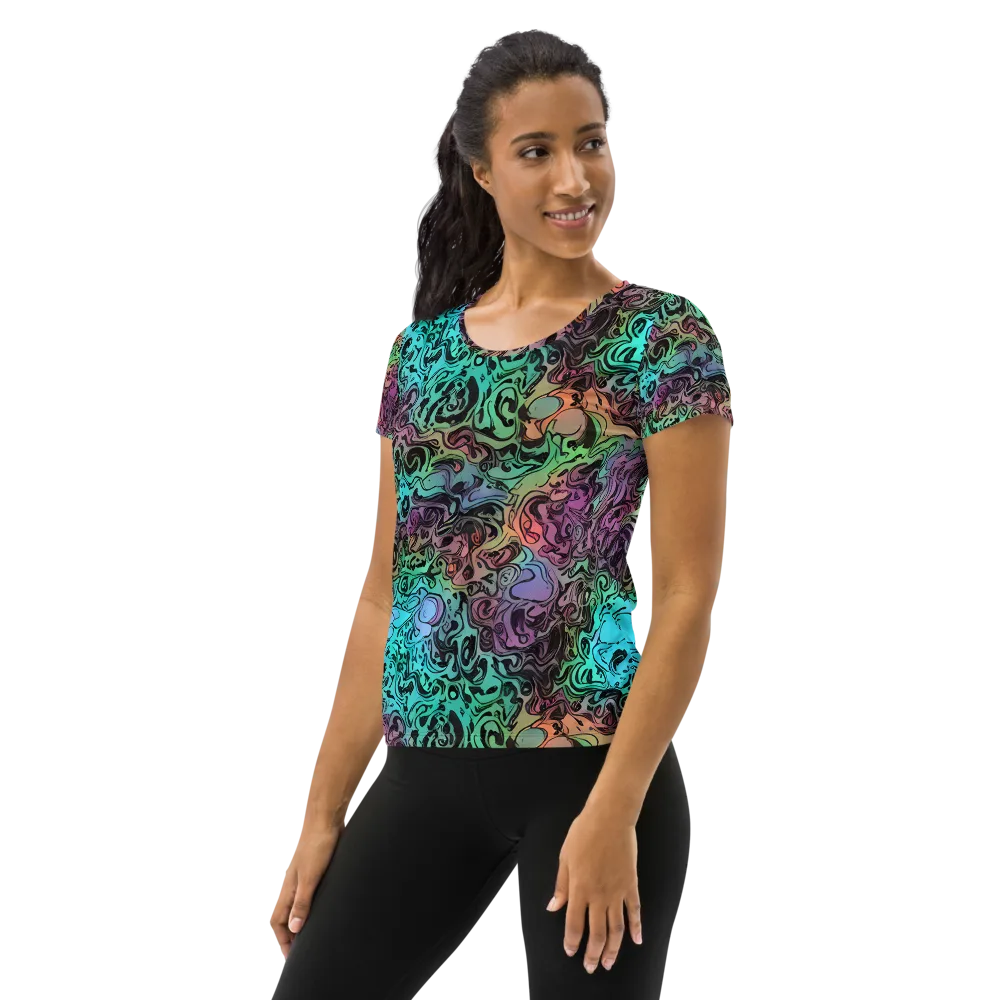 Aqua Maelstrom on Women's Athletic T-Shirt — Left