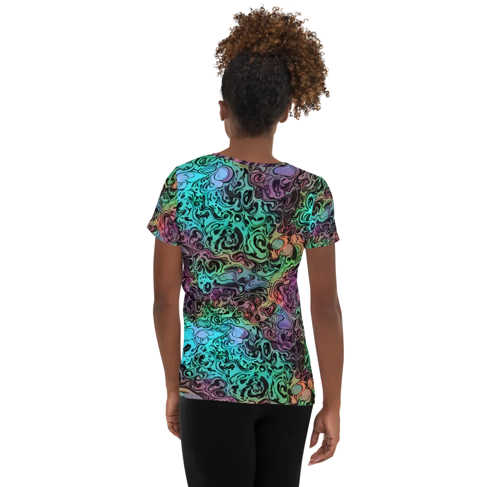 Aqua Maelstrom on Women's Athletic T-Shirt — Back
