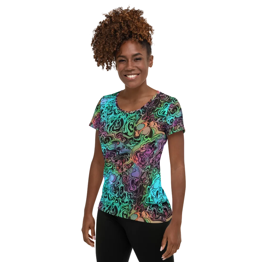 Aqua Maelstrom on Women's Athletic T-Shirt — Left
