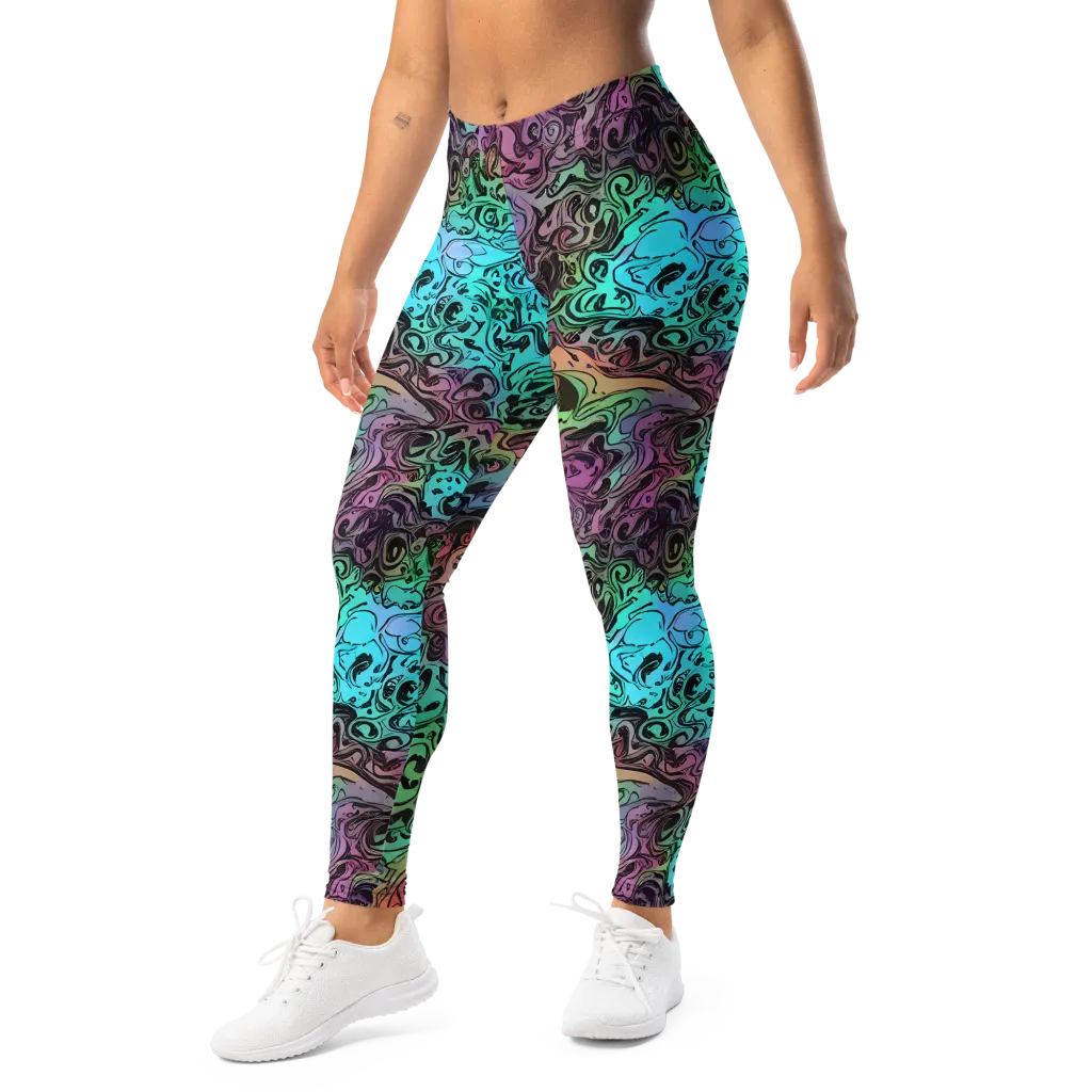 Aqua Maelstrom on Leggings — Left Front
