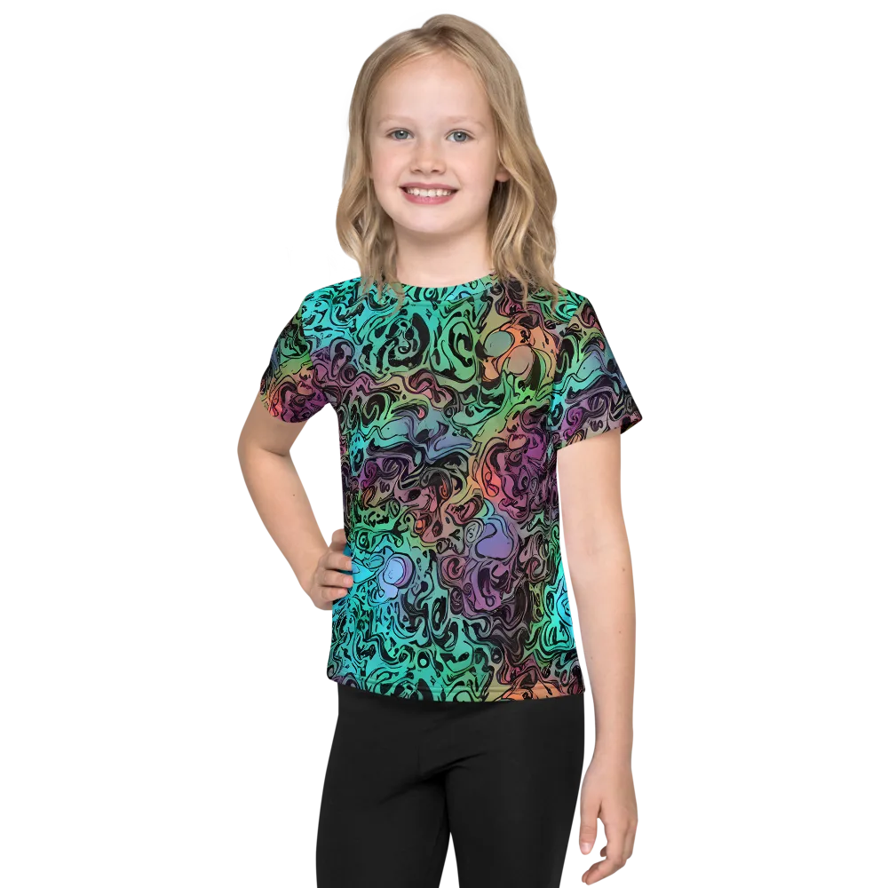 Aqua Maelstrom on Kids Crew Neck T-Shirt — Front