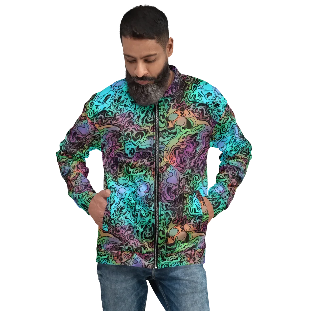 Aqua Maelstrom on Bomber Jacket — Front