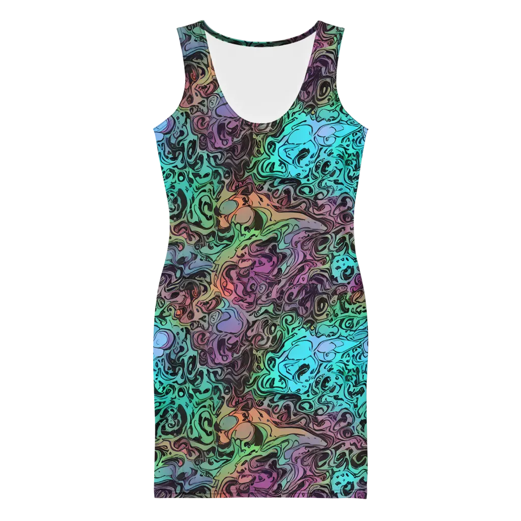 Aqua Maelstrom on Bodycon Dress — Front