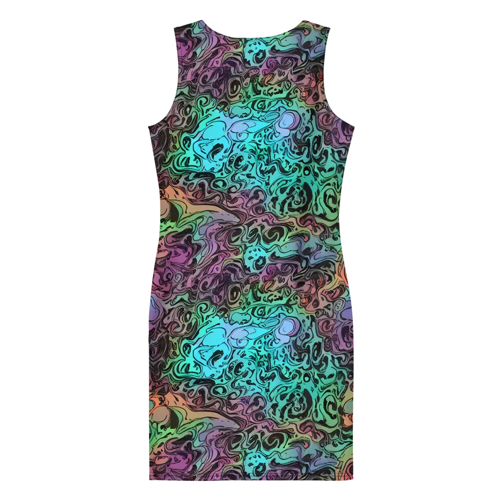 Aqua Maelstrom on Bodycon Dress — Back