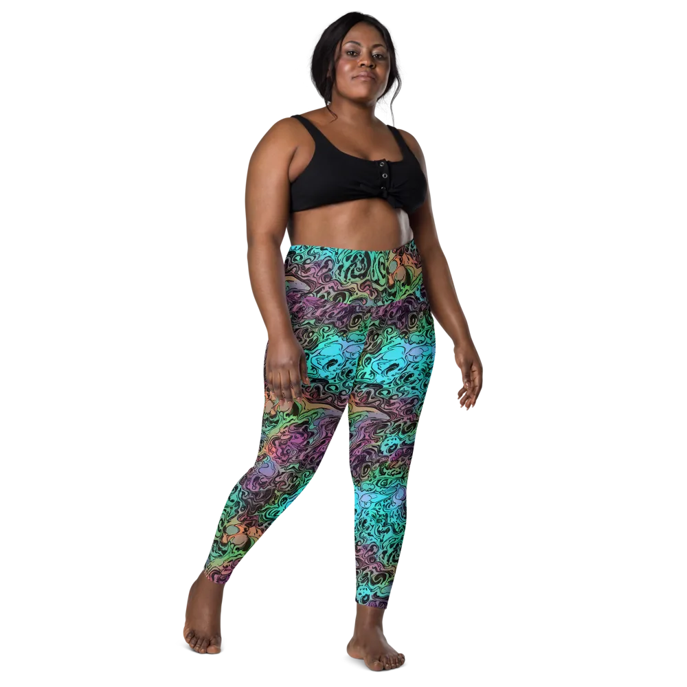 Aqua Maelstrom on Leggings with Pockets — Front