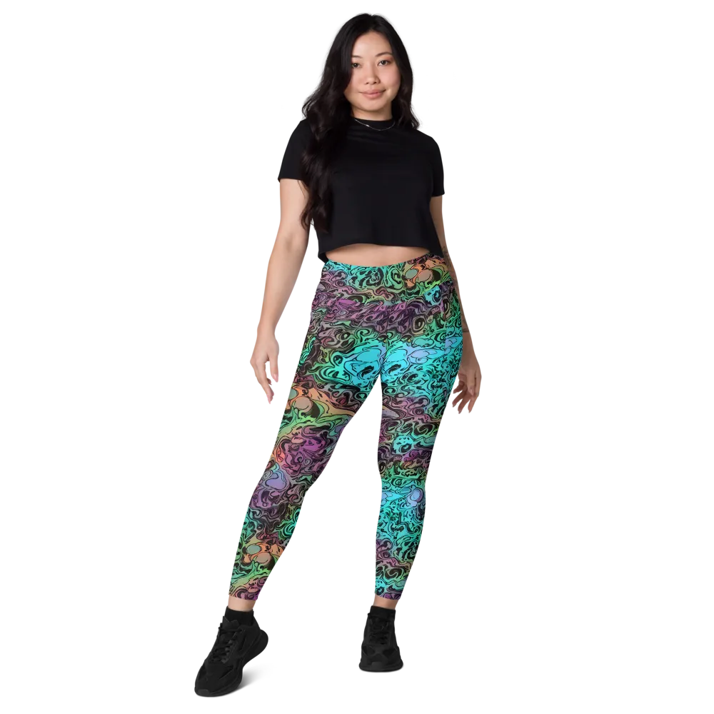 Aqua Maelstrom on Leggings with Pockets — Front