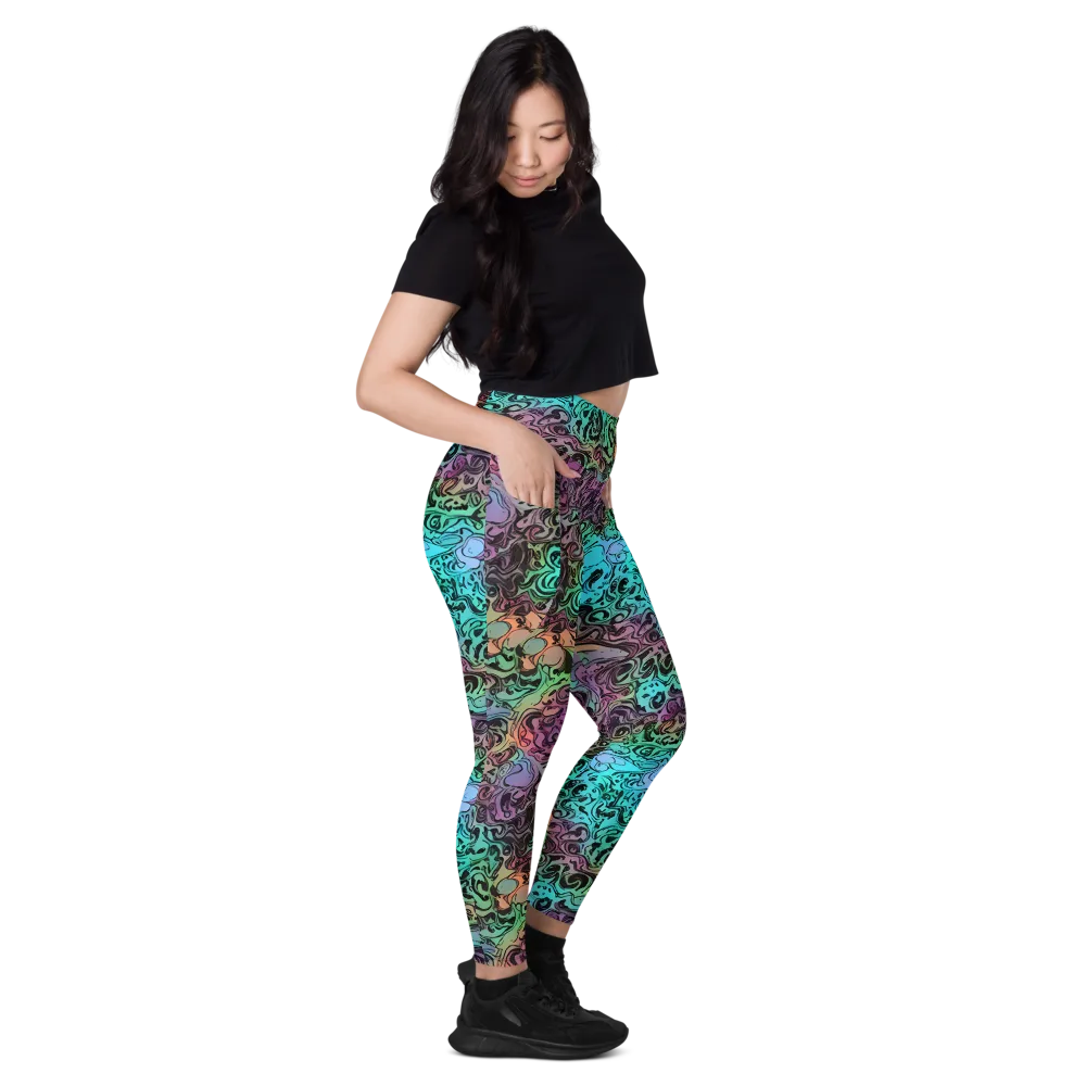 Aqua Maelstrom on Leggings with Pockets — Right