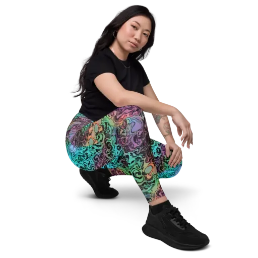 Aqua Maelstrom on a Leggings with Pockets