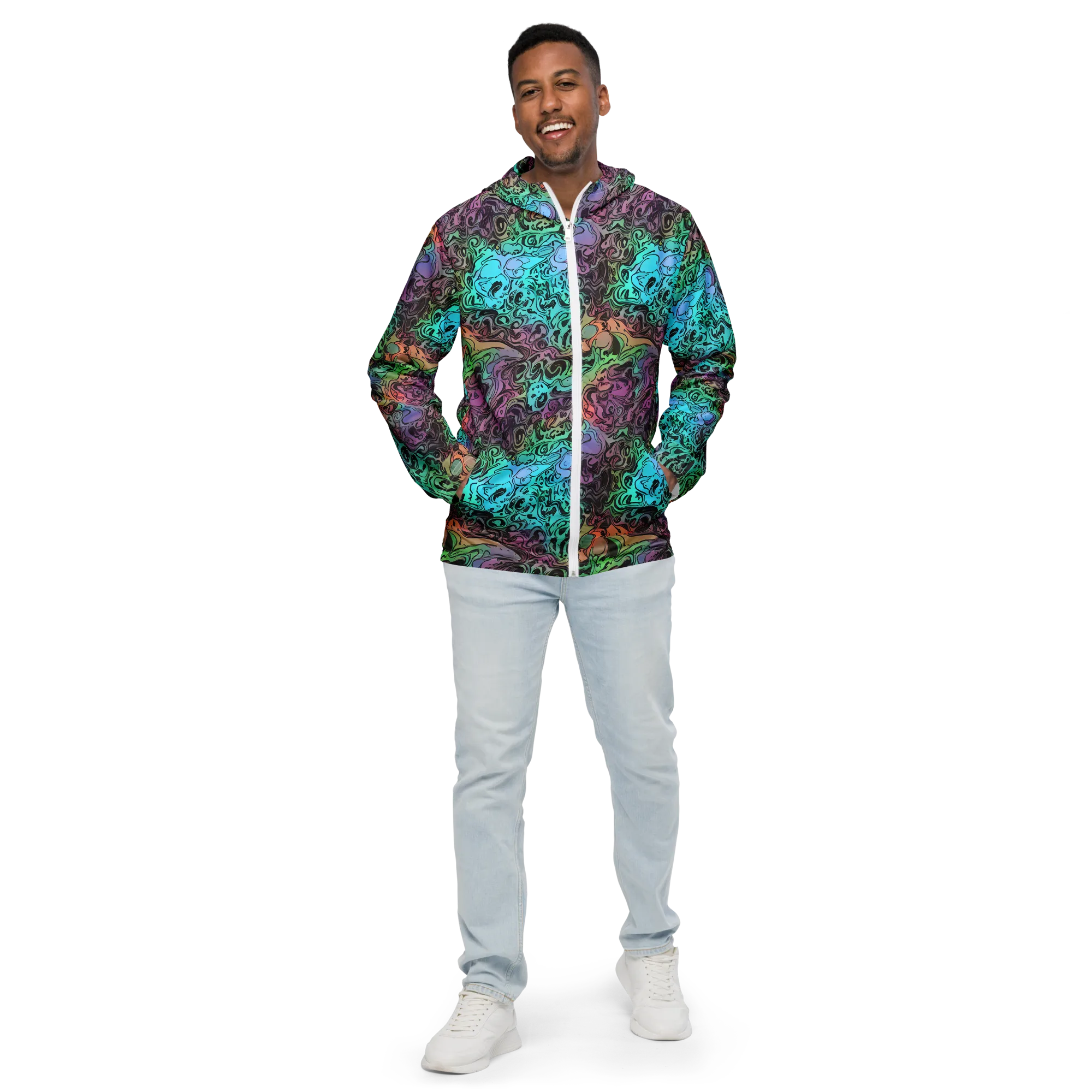 Aqua Maelstrom on Men's Windbreaker — Front