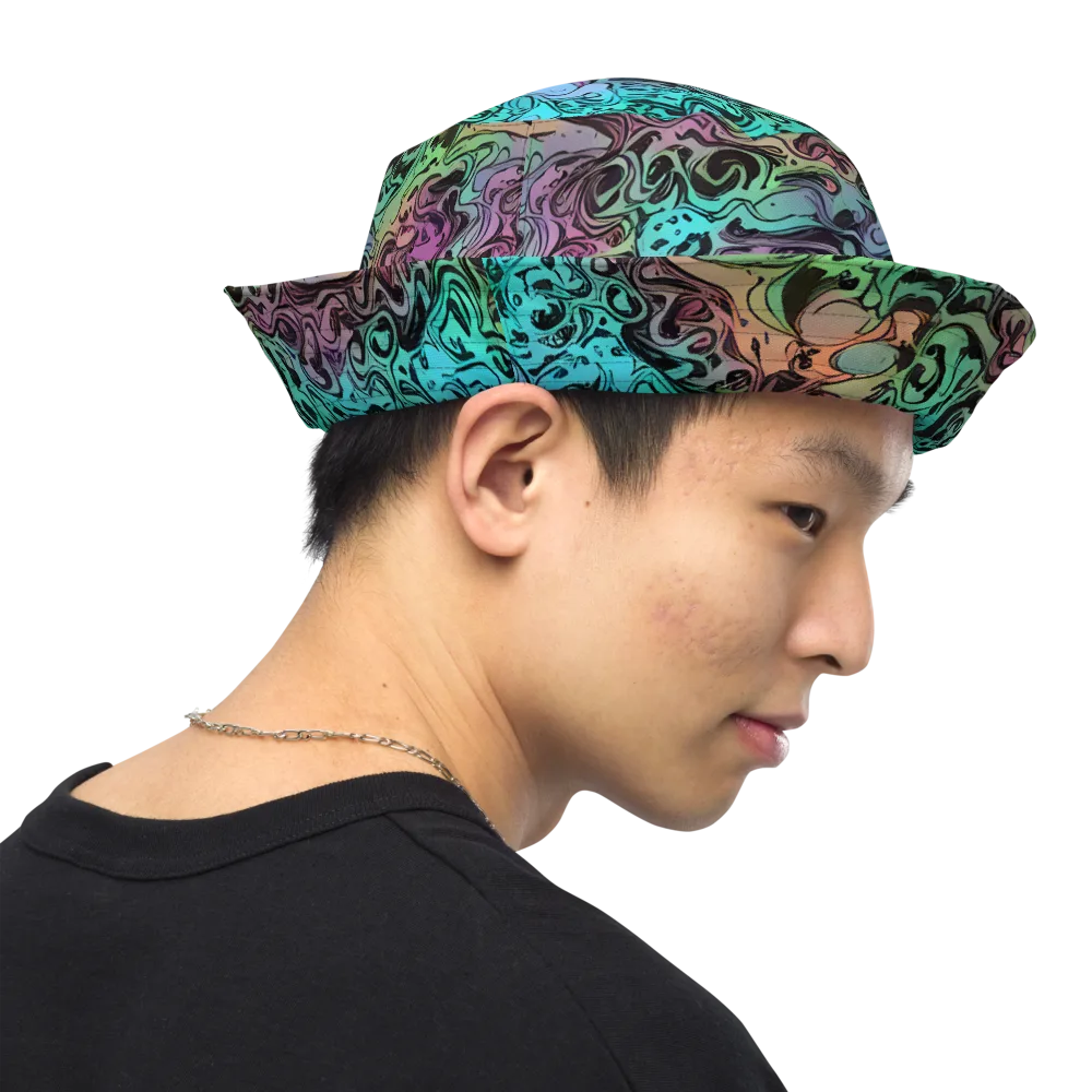 Aqua Maelstrom on Reversible Bucket Hat — Right Outside