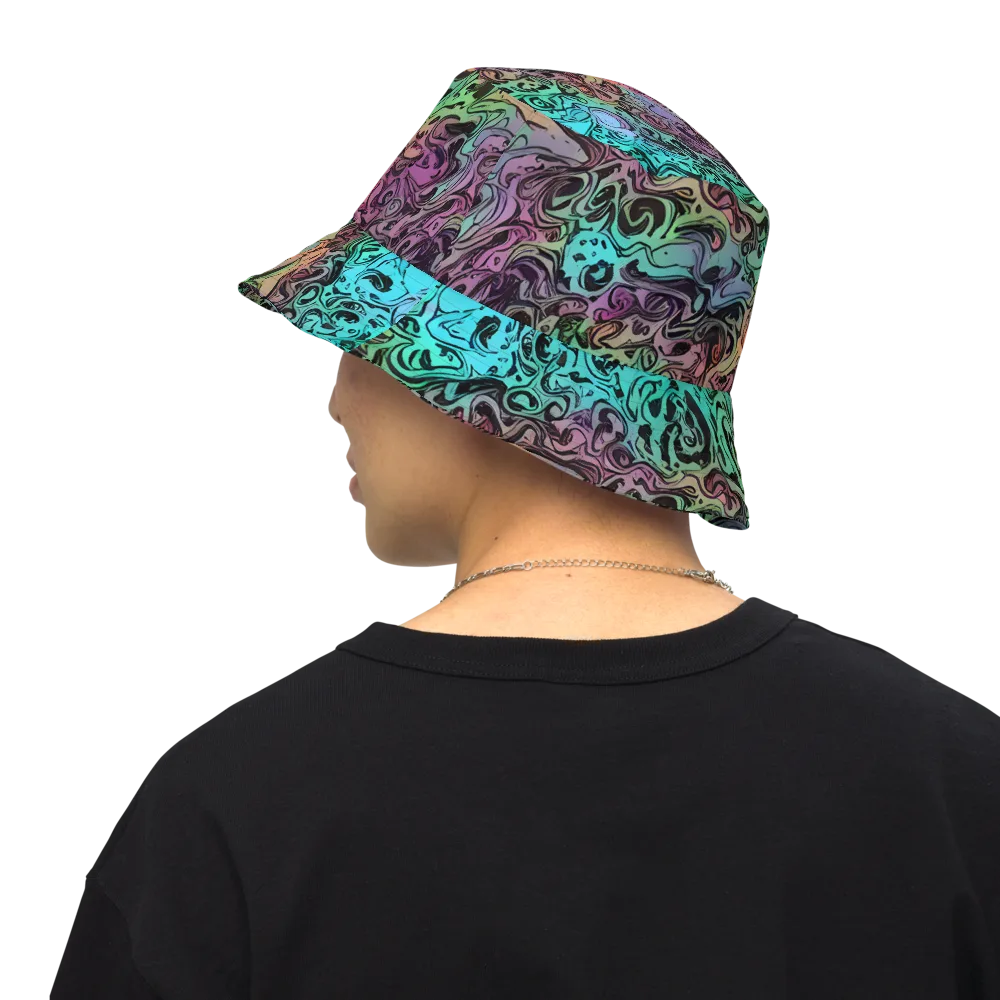 Aqua Maelstrom on Reversible Bucket Hat — Back Inside