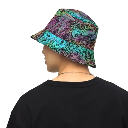 Aqua Maelstrom on a Reversible Bucket Hat