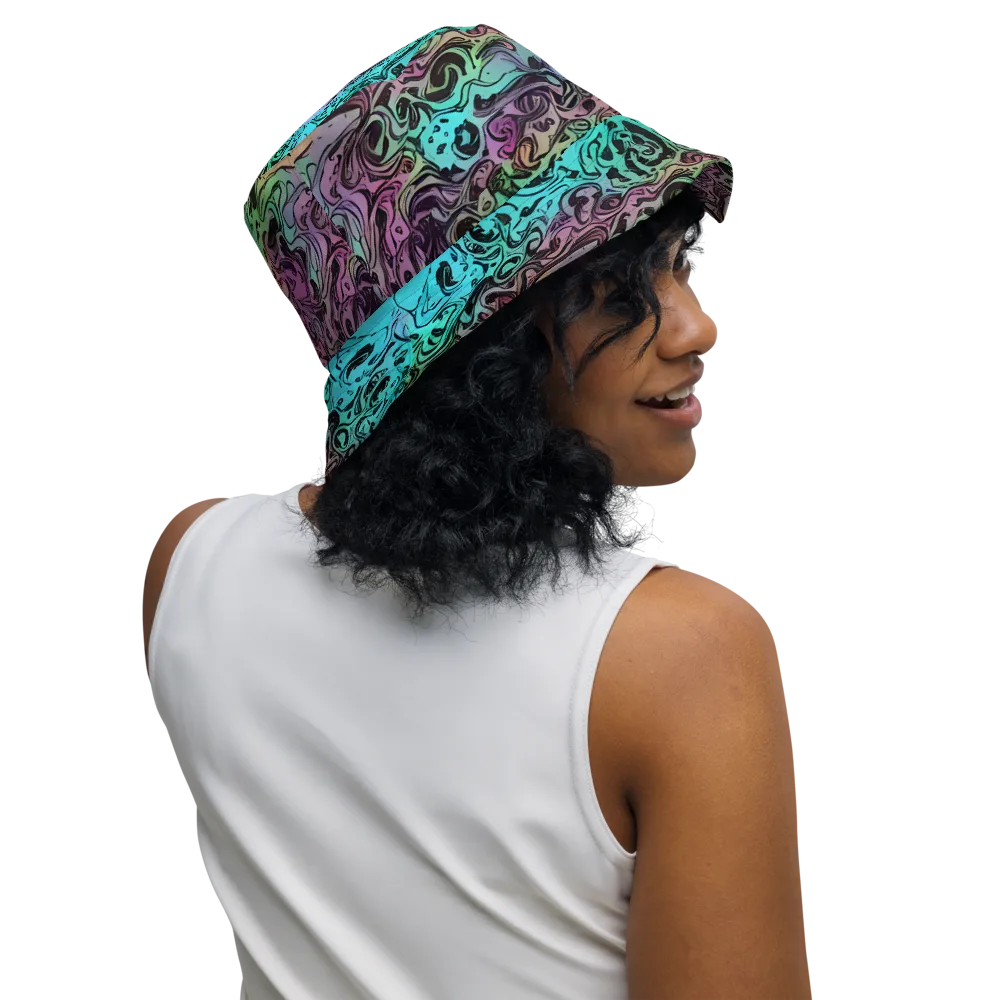 Aqua Maelstrom on Reversible Bucket Hat — Right Outside