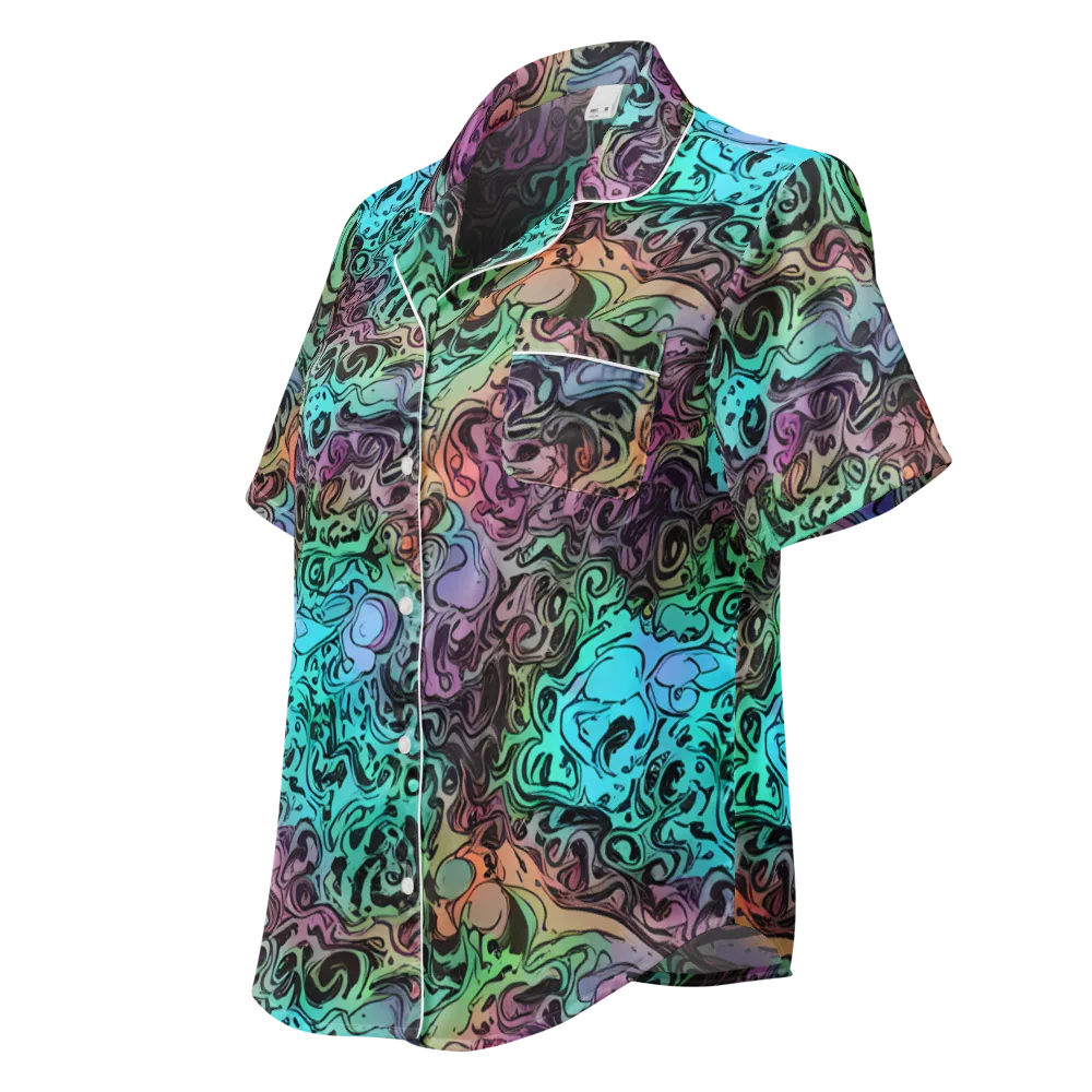 Aqua Maelstrom on Women's Short Sleeve Pajama Top — Left Front