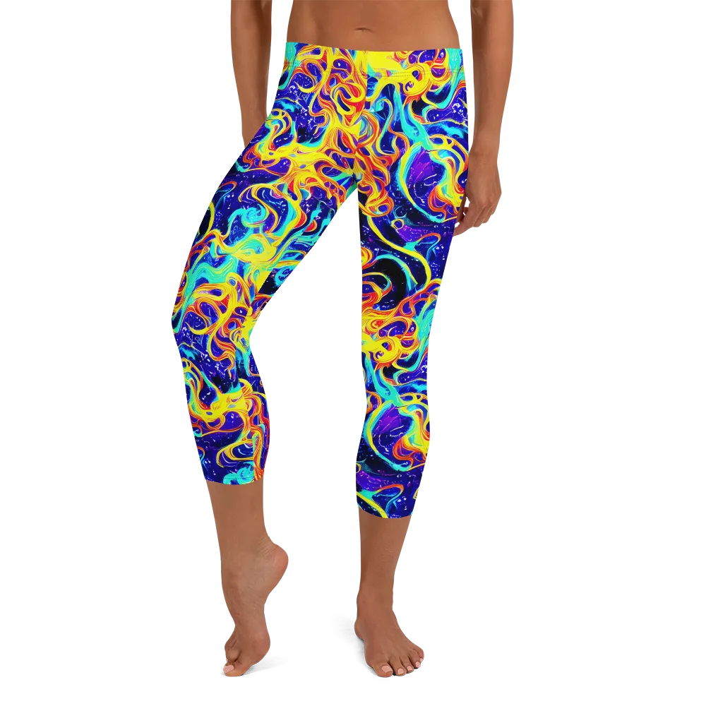 Supernova Spill on Capri Leggings — Front