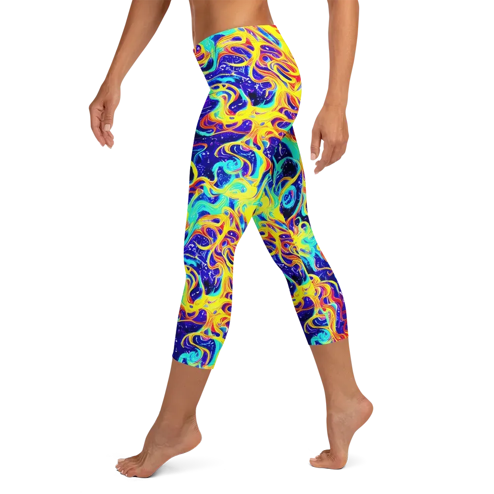 Supernova Spill on Capri Leggings — Left