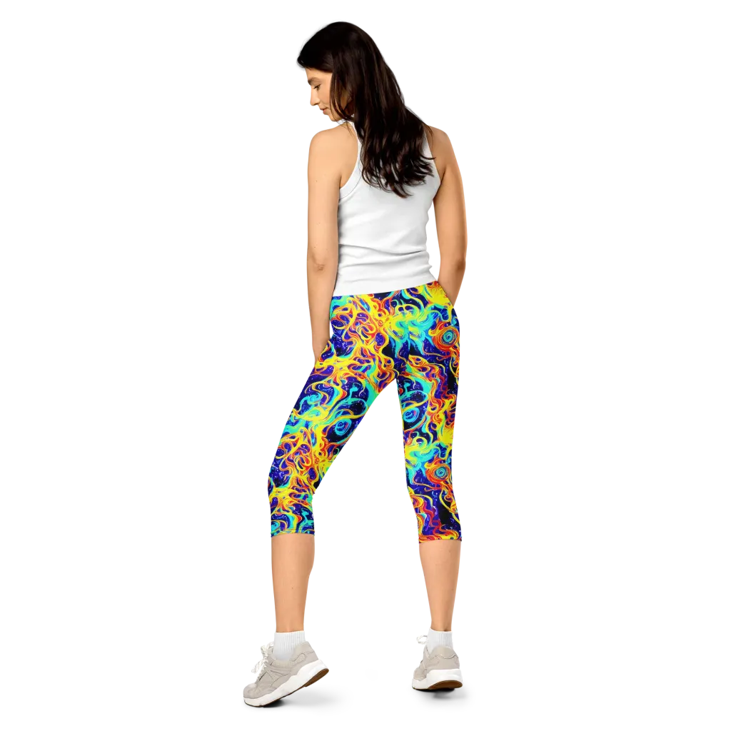 Supernova Spill on Capri Leggings — Back