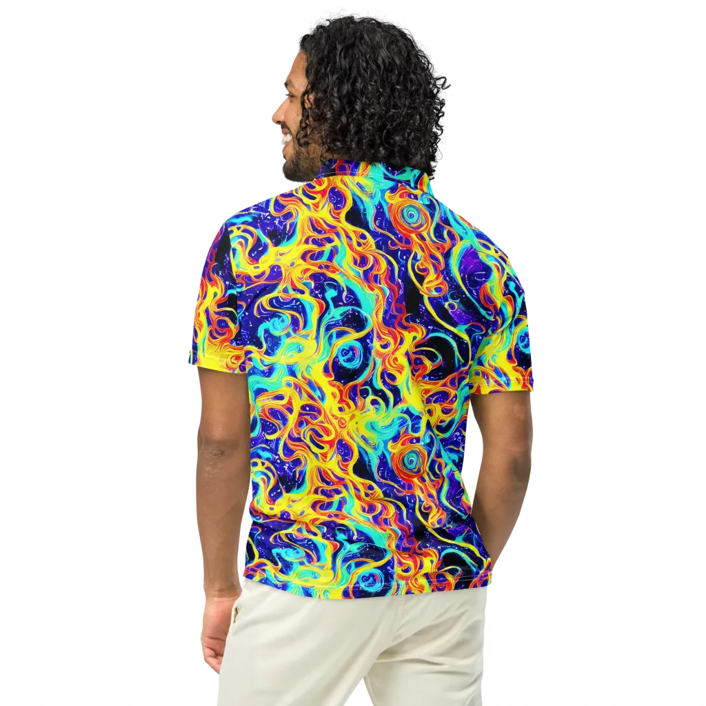 Supernova Spill on Men's Slim Fit Polo Shirt — Back