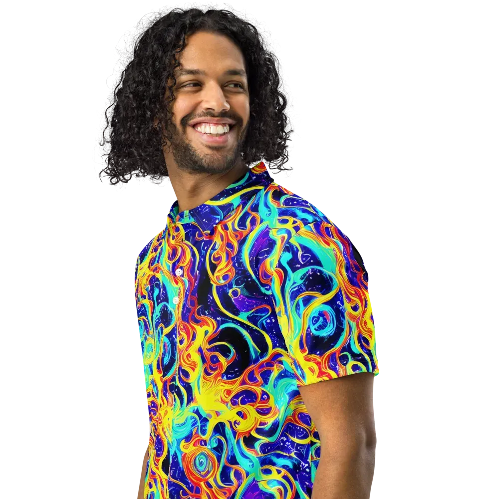 Supernova Spill on Men's Slim Fit Polo Shirt — Left Front