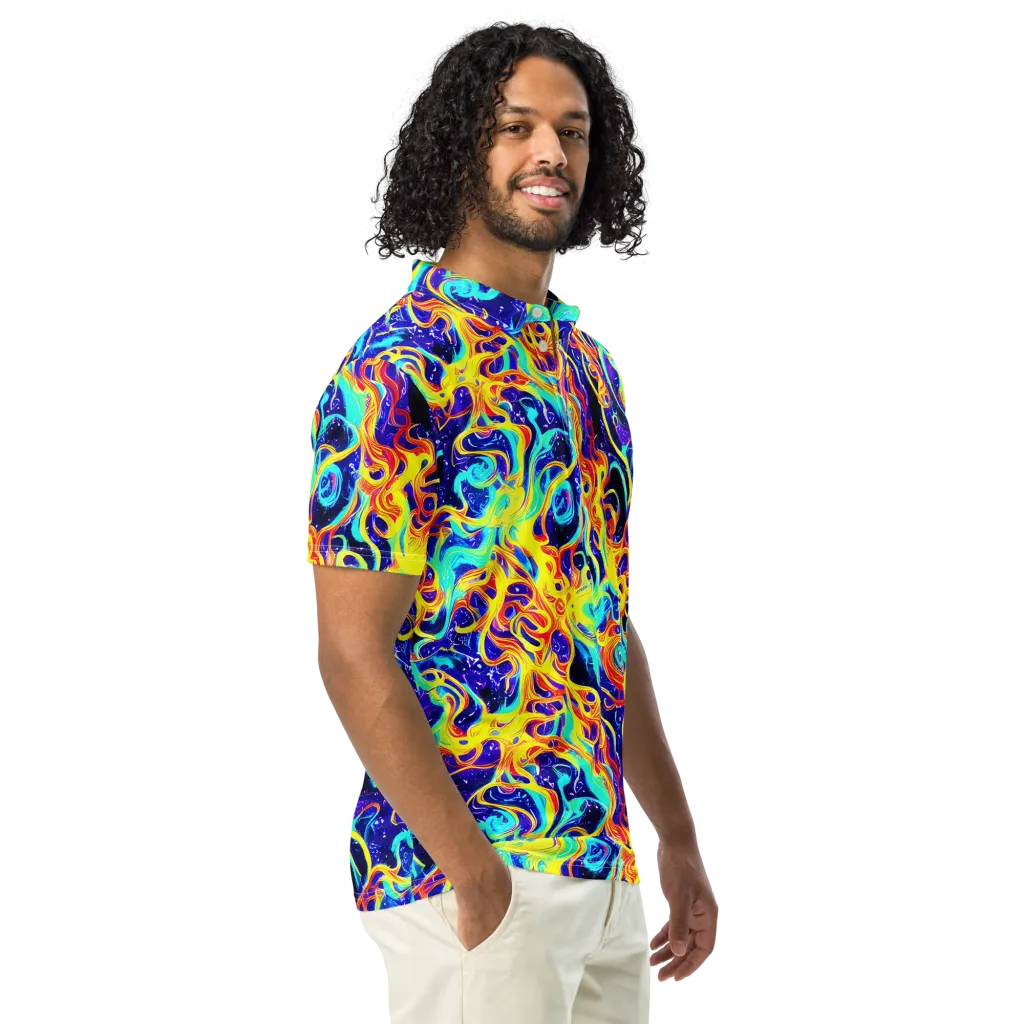 Supernova Spill on Men's Slim Fit Polo Shirt — Right Front