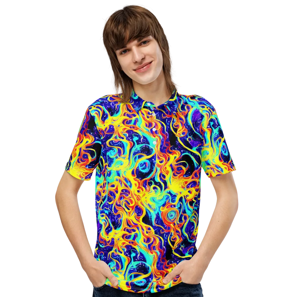 Supernova Spill on Men's Slim Fit Polo Shirt — Front