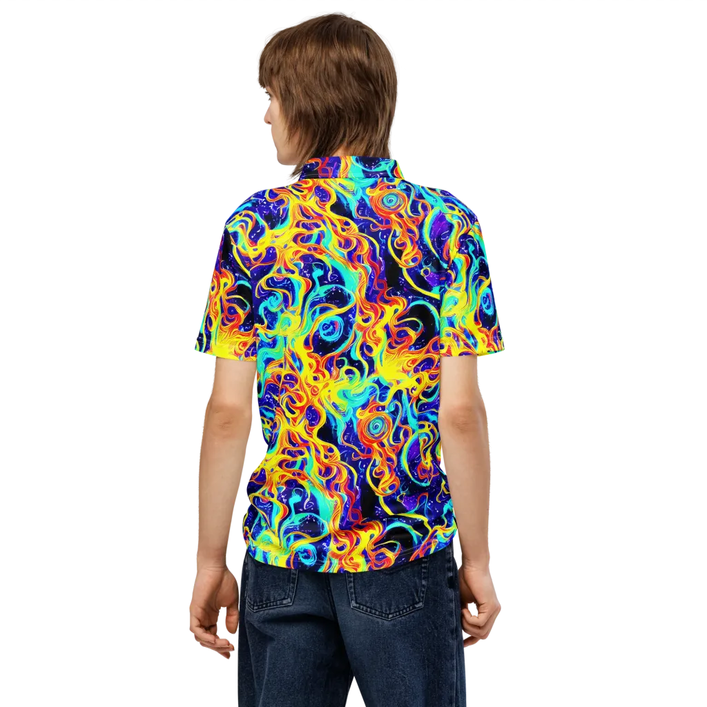 Supernova Spill on Men's Slim Fit Polo Shirt — Back