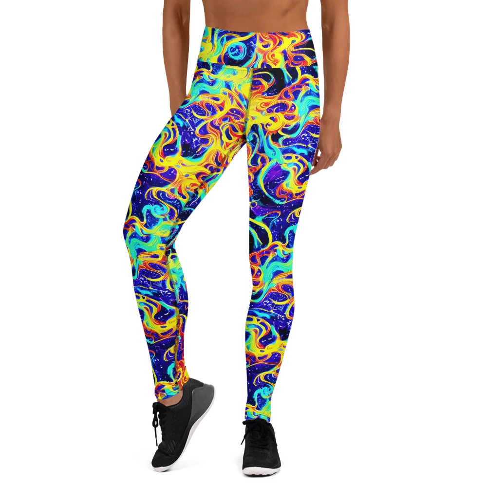Supernova Spill on Yoga Leggings — Front