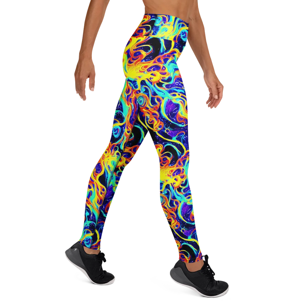 Supernova Spill on Yoga Leggings — Right