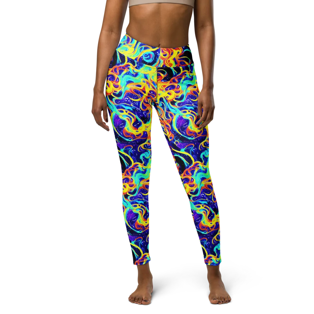Supernova Spill on Yoga Leggings — Front