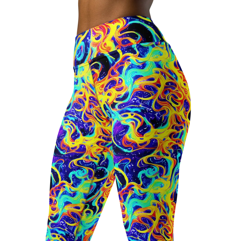 Supernova Spill on Yoga Leggings — Left Front