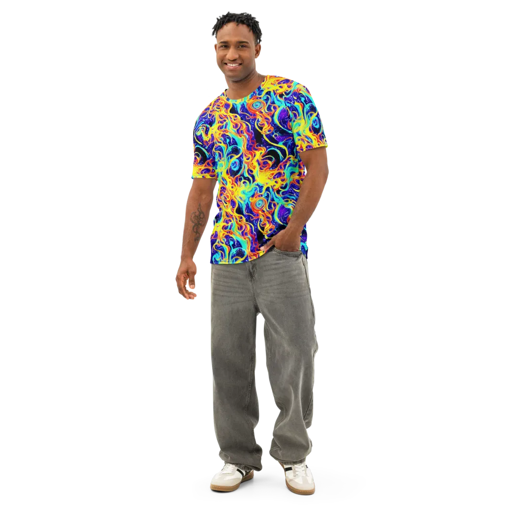 Supernova Spill on Men's Cotton Crew Neck T-Shirt — Front